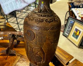 Heavy Wood Vase from Java …Modern  20”