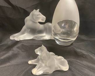 Mats Jonasson Sweden Glass Art Sculpture Lalique Paris Lion Glass Art