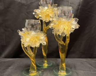 Blown Glass Ornate Candle Stick Votives