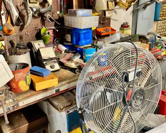 Industrial fan on pedestal