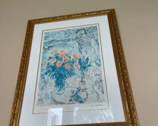 Chagall Red Bouquet signed numbered limited edition print 