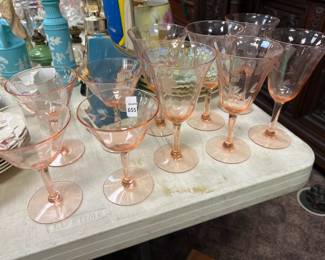 Pink Depression Glass Stemware 
