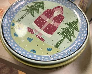 Unusual Pottery Christmas Plates