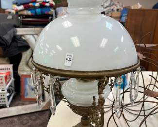 Early Oil Lamp with Milk Glass Reservoir and Shade 