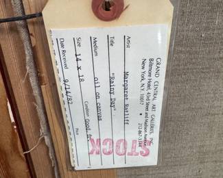 Original gallery tag on painting - Entitled “Rainy Day”