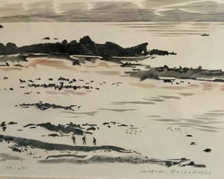 Maree Basse by Jacques Deschamps, 1970, pencil signed & numbered etching& engraving. 