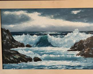 Vintage Original Seascape Painting approx 32x36