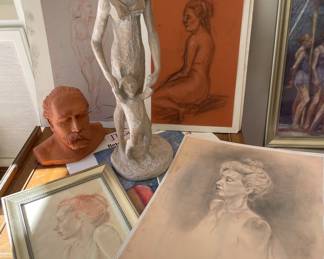 Orig art work by JTGunn.. drawing, pastels& sculpture