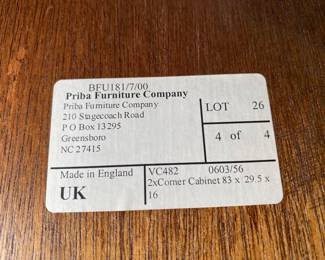 Matching Pair Priba Furniture Corner Cabinets