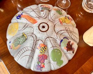 Vtg. 1950's Frosted glass Clown ceiling light fixture cover 