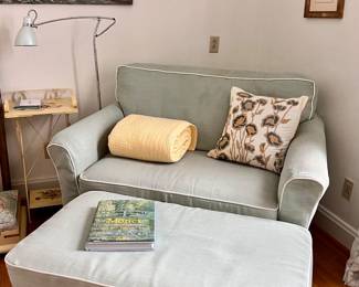 Lazy Boy Chair and a half w/matching ottoman with a custom made slip cover that be removed and washed 