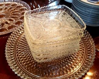 Vintage square cut glass hors d’oeuvre plates