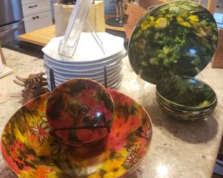 Vtg. Mid-Century 1960's Molded Fiberglass salad bowl set in Orange 