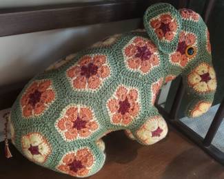 Hand-Knit Stuffed Elephant