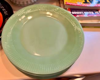 Vtg. Jade Fire King 9" plates 