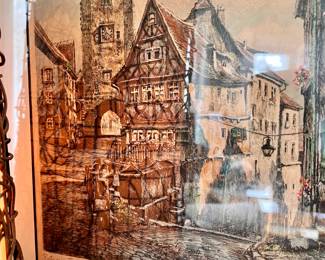 Vtg. Rothenburg etching 