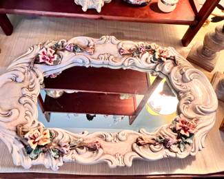 Vtg. Capodimonte mirror tray