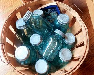 Vintage Blue Ball Jars with Zinc Lids