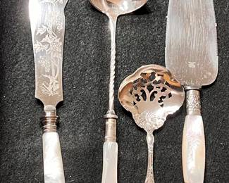 Sterling Mother of Pearl serving pieces 