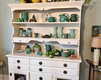 Painted hutch - changed out w/vtg. drawer pulls and glass door fronts