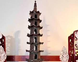 Chinese style Relief heavy metal incense holder tower  