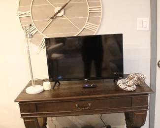 Carved Georgian Library Table, Large Wall Clock