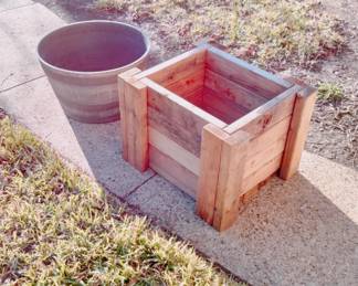 Wood Planter Box, Whiskey Barrel Style Planter