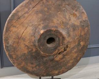 Primitive Wooden Wheel Sculpture