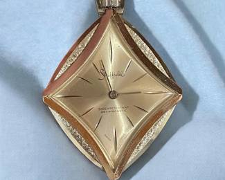 Vintage Sheffield Diamond-Shaped Watch Pendant and Chain