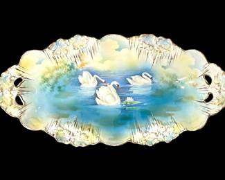 Prussian Porcelain Swans Celery Dish 