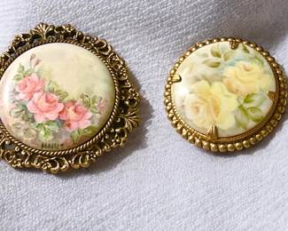 Porcelain Rose Brooches