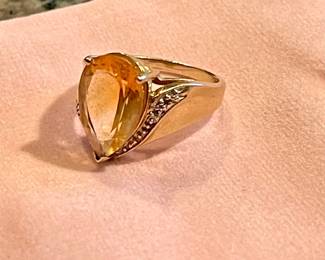 Citrine Teardrop Ring (10k)