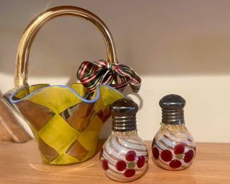 MacKenzie-Childs - Glass Basket / Salt & Pepper Shakers 