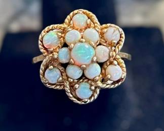 Opal Floral Ring (14k gold)