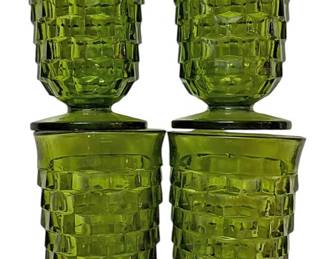 Vintage Indiana Fostoria Green Glasses