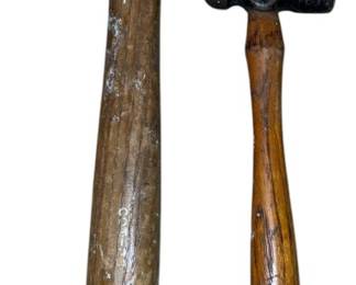 Two Vintage Wooden Handle Hammers