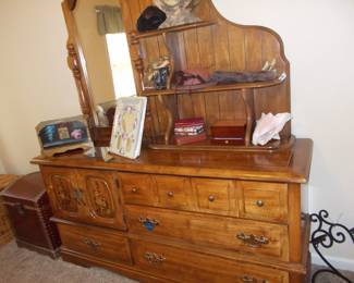 Dresser and curio mirror