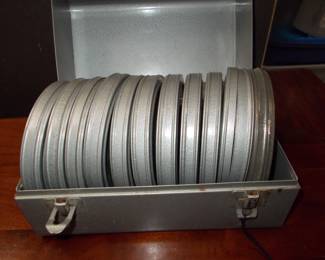 Metal box and 11 empty reel cases