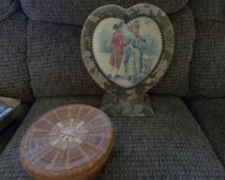 Antique heart shaped manicure box without contents