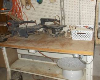 Sturdy work bench with electrical and llighting