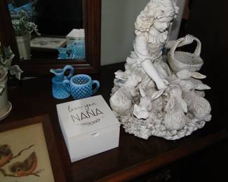 Fenton glass pieces, and some other wonderfully delightful decor