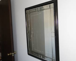 Multi-beveled wood framed mirror