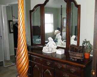 With matching dresser and tri-fold mirror
