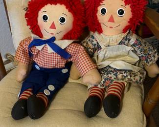 Vintage Raggedy Ann and Andy dolls