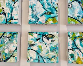Fantastic modern artwork consisting of 50 artist signed individual oil on canvas from Atlanta dogwood festival. 