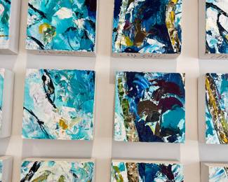 Fantastic modern artwork consisting of 50 artist signed individual oil on canvas from Atlanta dogwood festival. 