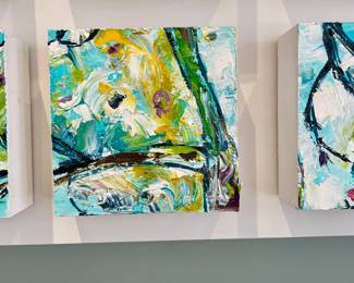 Fantastic modern artwork consisting of 50 artist signed individual oil on canvas from Atlanta dogwood festival. 