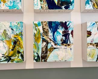 Fantastic modern artwork consisting of 50 artist signed individual oil on canvas from Atlanta dogwood festival. 
