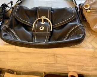 Coach black leather bag.