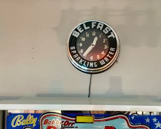 Belfast Sparkling Water Neon Lite Clock Vintage